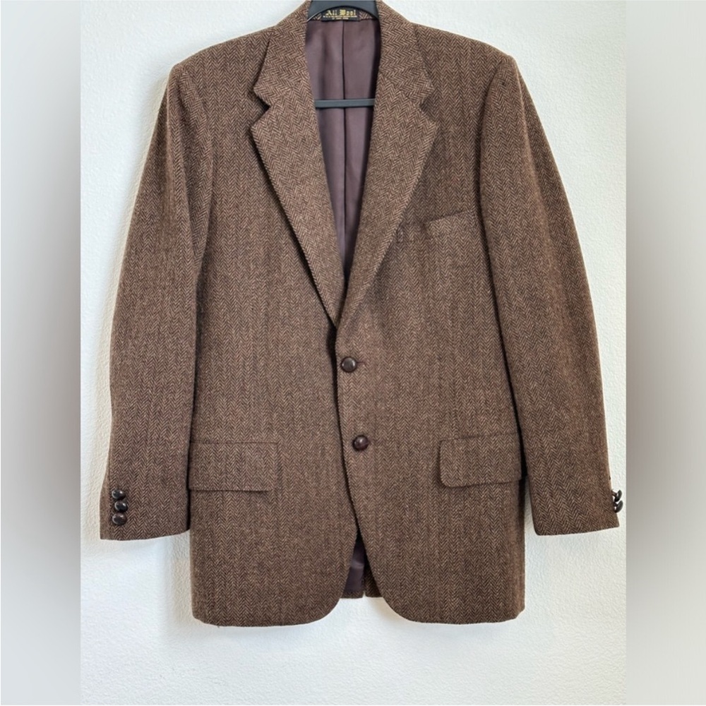 Vintage Brown Herringbone Coat. Duncan Macandrew pure wool. Oversized coat.